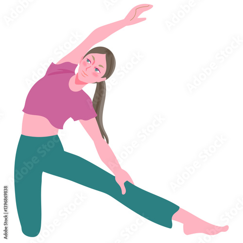 ヨガの門のポーズをする女性のベクターイラストレーション