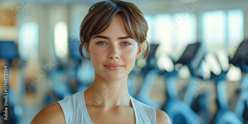 Obraz na płótnie A woman is smiling in a gym w salonie