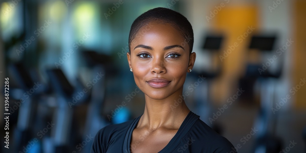 A woman with short hair and a black shirt is smiling