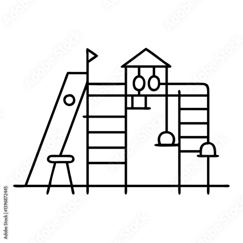 playground icon, playground line art - simple line art of playground, perfect for playground logos and icons
