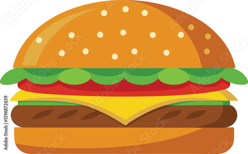 Classic fast food cheeseburger vector artwork illustration