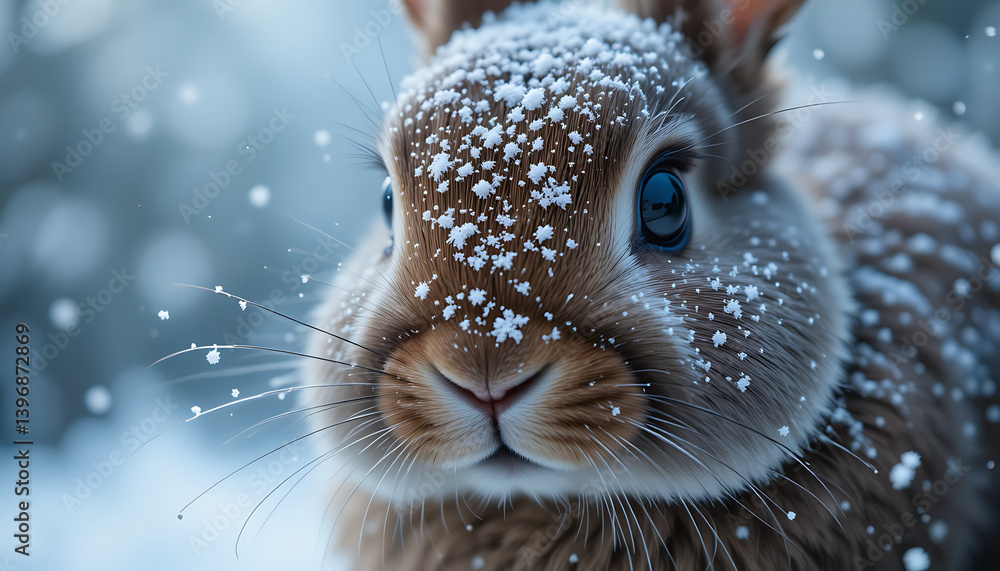 Bunny in snowy wonderland captivating wildlife portraits winter forest close-up serene atmosphere nature's beauty Bunny in snowy wonderland captivating wildlife portraits winter forest close-up serene atmosphere nature's beauty