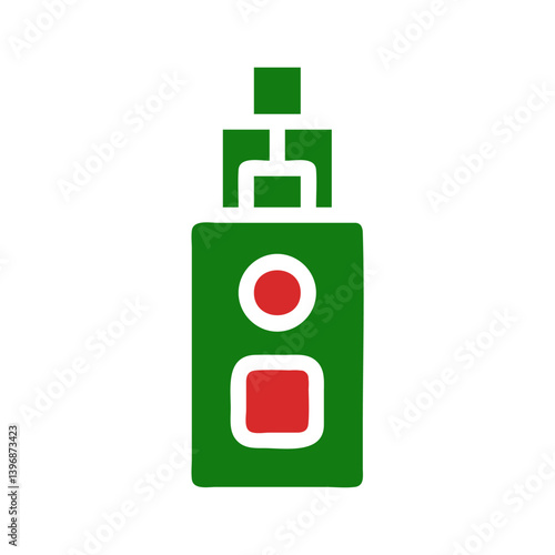 Green and Red Vaporizer Icon Illustration on a White Background - Digital Art