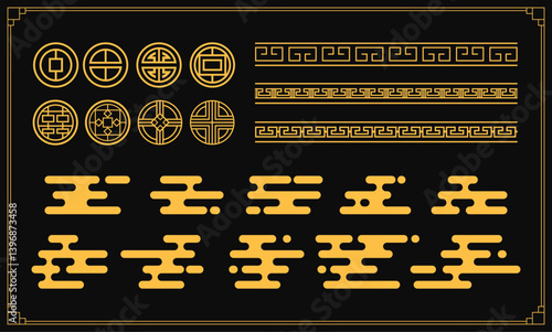 Traditional Asian Decorative Patterns Vector Set