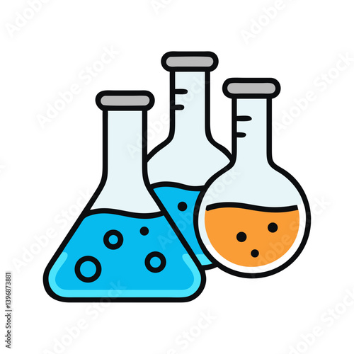 Laboratory Flasks with Liquid Icon Design