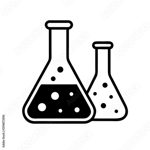 Laboratory Flasks with Liquid Icon Design