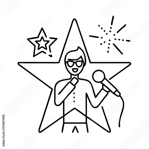 popstar icon, popstar line art - simple line art of popstar, perfect for popstar logos and icons