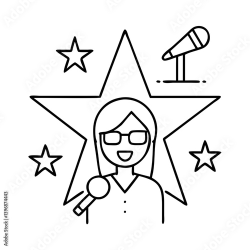 popstar icon, popstar line art - simple line art of popstar, perfect for popstar logos and icons