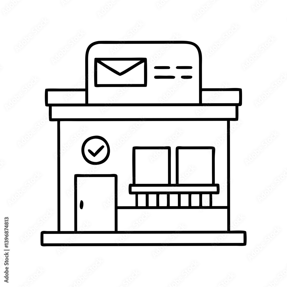postoffice icon, postoffice line art - simple line art of postoffice, perfect for postoffice logos and icons postoffice icon, postoffice line art - simple line art of postoffice, perfect for postoffice logos and icons