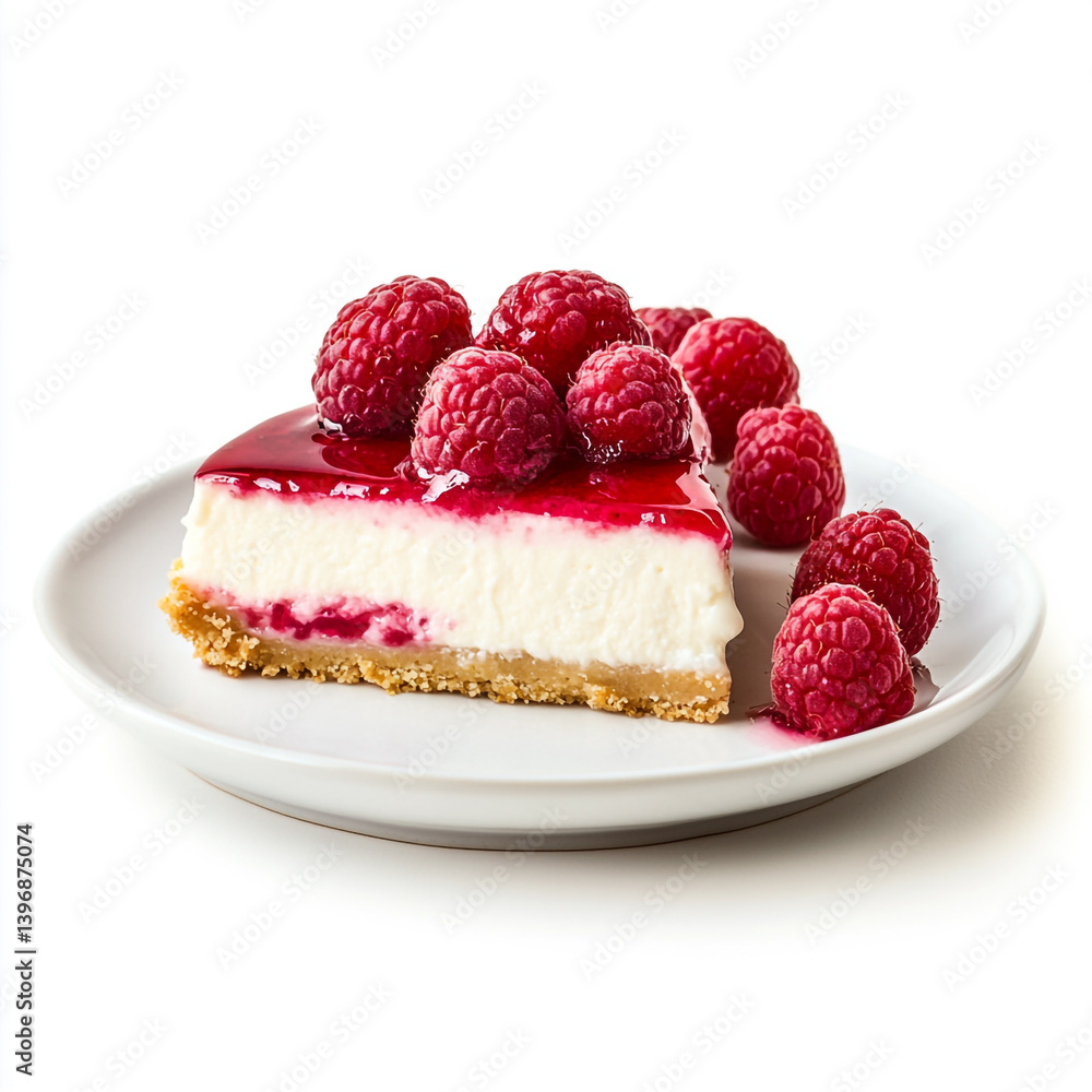 raspberry cheesecake on white plate raspberry cheesecake on white plate