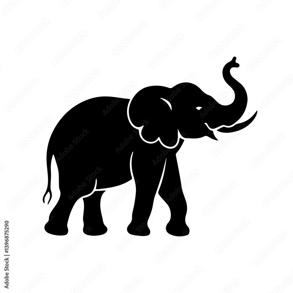 Obraz premium Black Elephant Silhouette: A Striking Symbol of Wildlife Grace