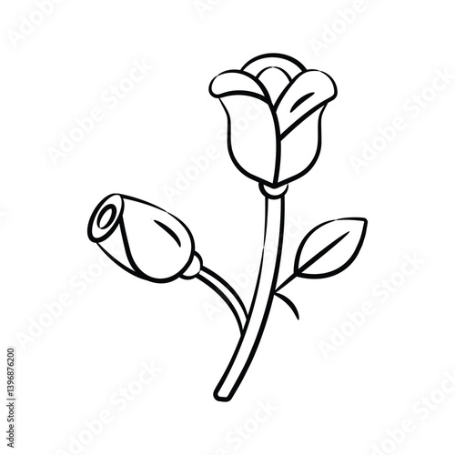 Get this amazing sketchy style icon of blooming rose