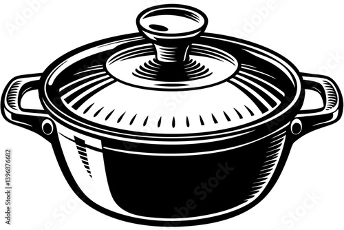 High-quality cooking equipment vector illustration featuring essential kitchen tools and utensils, perfect for culinary-themed designs, restaurant branding, recipe blogs, menus, and food packaging. Th