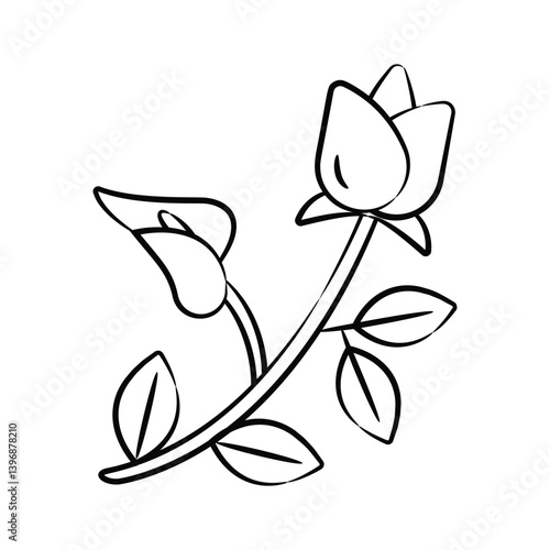 Have a look at this captivating doodle icon of romantic rose