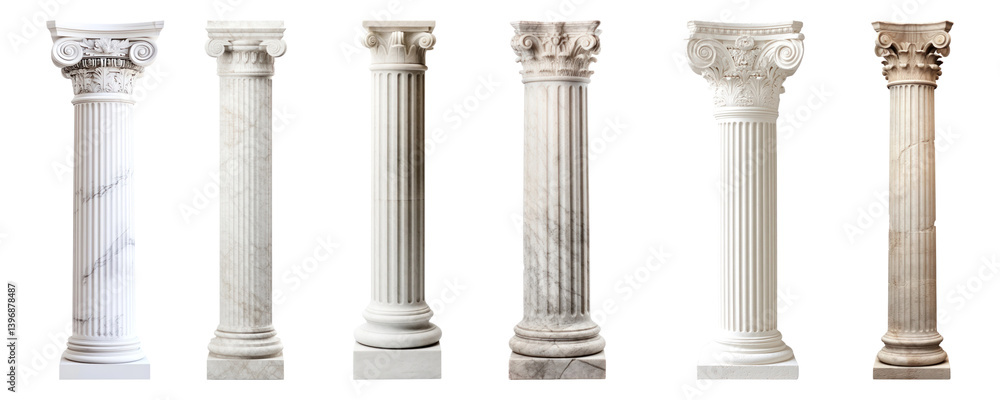 PNG Classical architectural columns variety, element set on transparent background