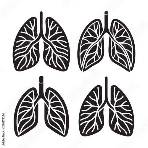 Lungs Flat Line Icon Minimalist Vector Design on White Background