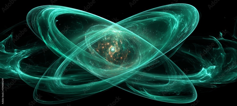 Atom wave energy visual. Physics science theory. Generative ai technology.