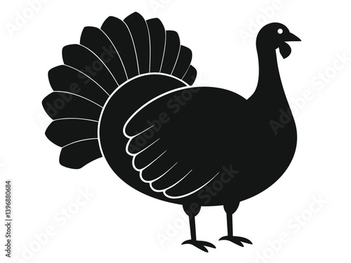 Minimalist Turkey Outline, Thanksgiving Turkey Silhouette. Thanksgiving Turkey Silhouette. Vector Illustration.