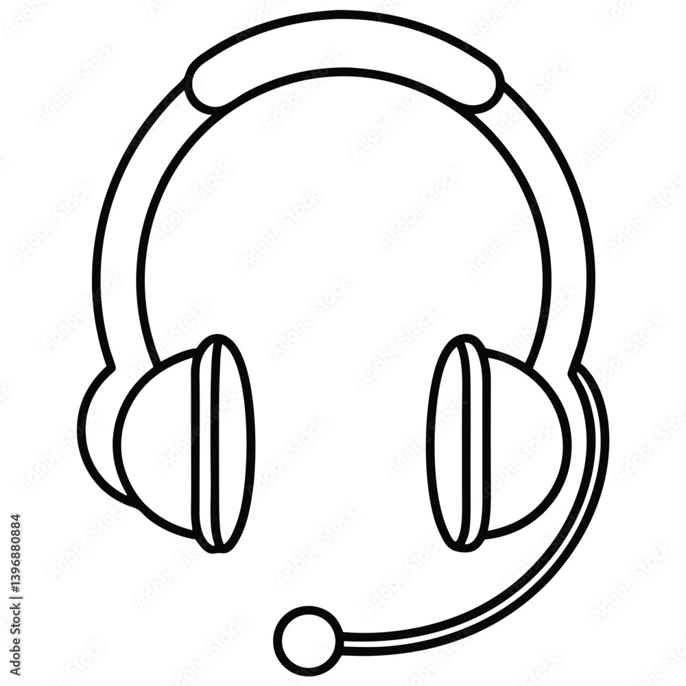 Headphones with a mouth speaker icon on a white background