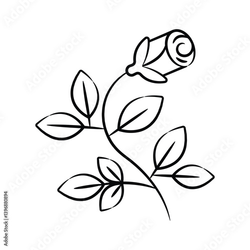Grab this amazingly designed doodle icon of rose stem