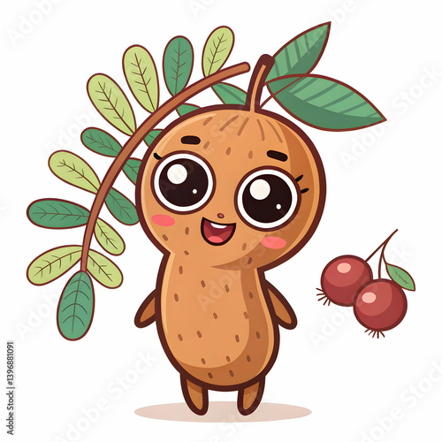 cute cartoon tamarind character on transparent bac