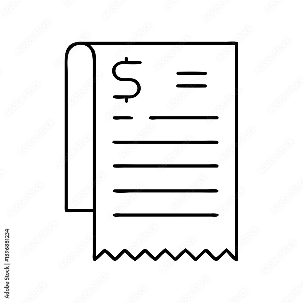 receipt icon, receipt line art - simple line art of receipt, perfect for receipt logos and icons receipt icon, receipt line art - simple line art of receipt, perfect for receipt logos and icons