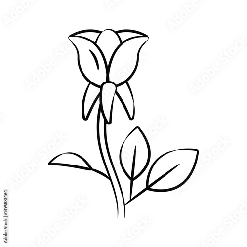 Beautifully designed doodle icon showing floral stem