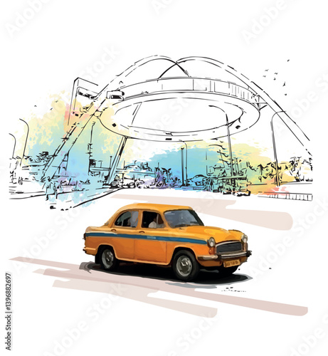 Fotografi Kolkata yellow taxi