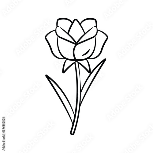 A handy icon of rose blossom designed in doodle style
