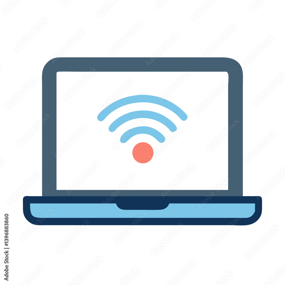 Laptop with Active Wireless Internet Access Icon Design Laptop with Active Wireless Internet Access Icon Design