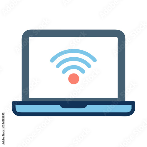 Laptop with Active Wireless Internet Access Icon Design