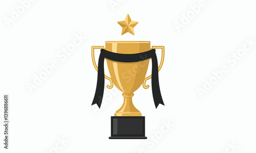 Flat champion icon for sports event. Champion cup winner trophy award and victory. Vector illustration.