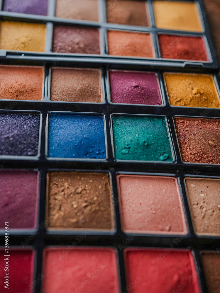 Close-up of a colorful eye shadow palette. Close-up of a colorful eye shadow palette.
