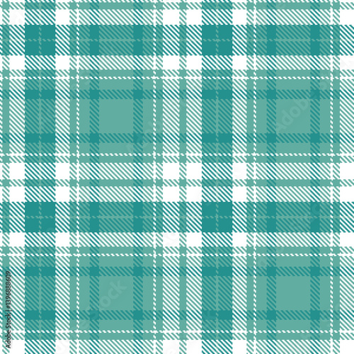 Light dull teal Tartan patterns fabric texture. Elegant Rustic white Seamless Tartan