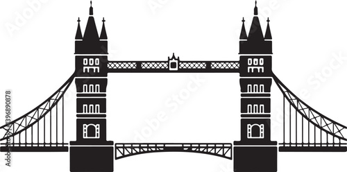 London tower bridge silhouette, London tower bridge vector art illustration