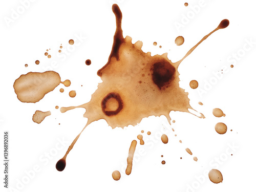 coffee stain splatter isolated on white background.