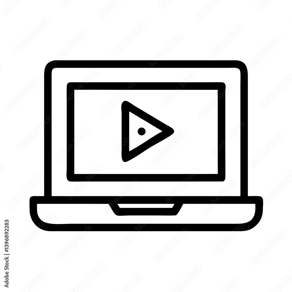 Laptop with Play Button Display Icon Design Laptop with Play Button Display Icon Design