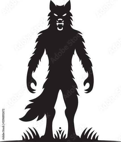 Werewolf Halloween Icon Vector Silhouette Minimalist Style