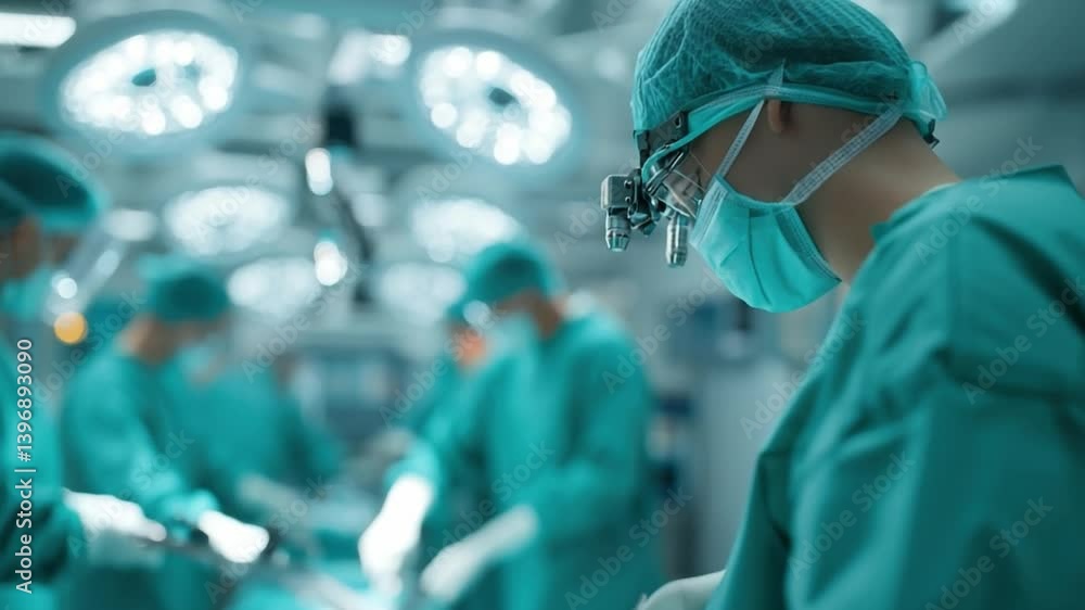 Focused Operation: A surgeon, dedicated and focused, meticulously performs surgery under bright lights, representing precision, expertise, and the critical role of medical professionals. Focused Operation: A surgeon, dedicated and focused, meticulously performs surgery under bright lights, representing precision, expertise, and the critical role of medical professionals.
