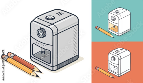 Sharpener icon design, Set of Pencil icon design, Pencil Illustration vector design