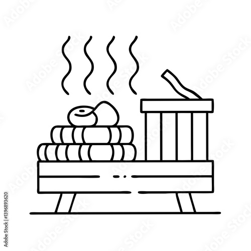 sauna icon, sauna line art - simple line art of sauna, perfect for sauna logos and icons