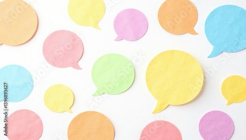 Seamless pastel speech bubble pattern on white background, aesthetic, print