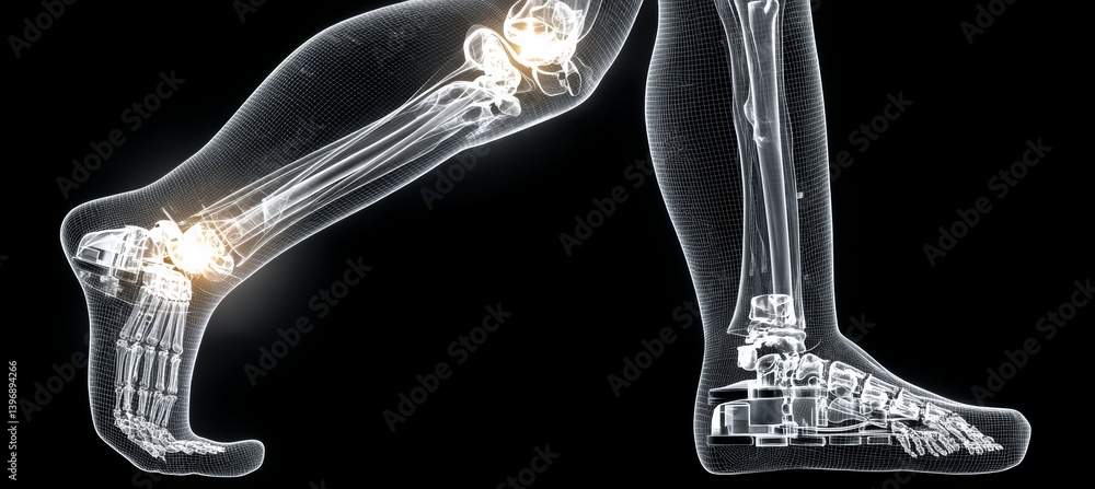 Leg x-ray visual. Medical treatment healthcare concept. Generative AI technology.