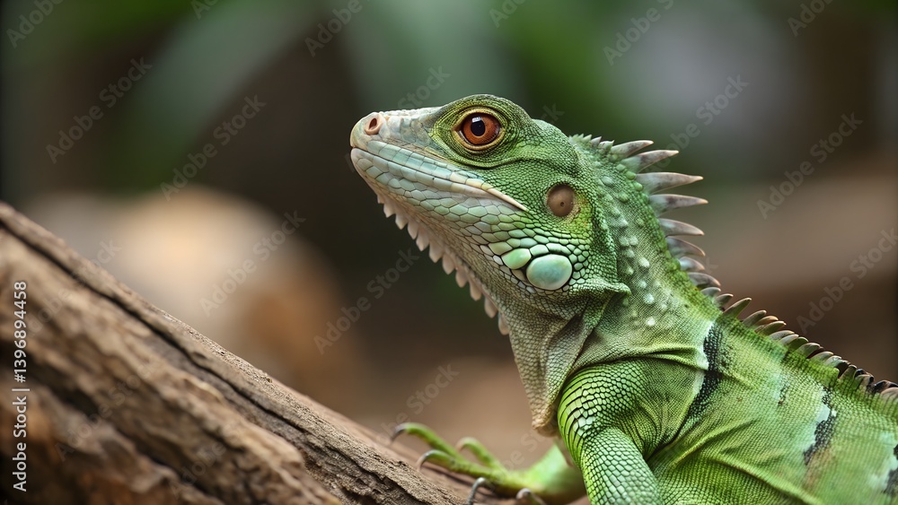 green iguana on a branch green iguana on a branch