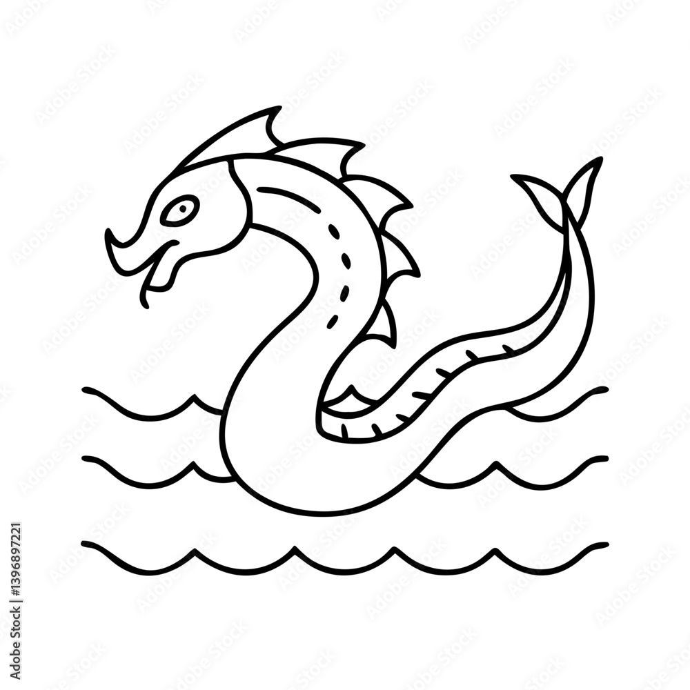 Obraz premium seaserpent icon, seaserpent line art - simple line art of seaserpent, perfect for seaserpent logos and icons