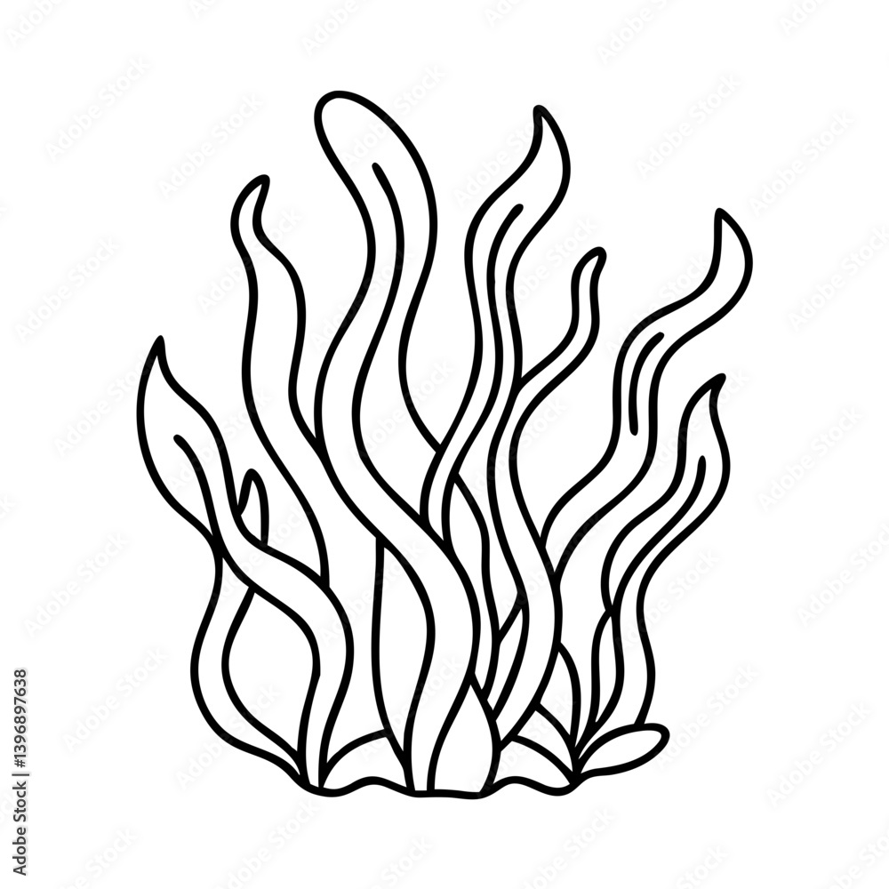 seaweed icon, seaweed line art - simple line art of seaweed, perfect for seaweed logos and icons seaweed icon, seaweed line art - simple line art of seaweed, perfect for seaweed logos and icons