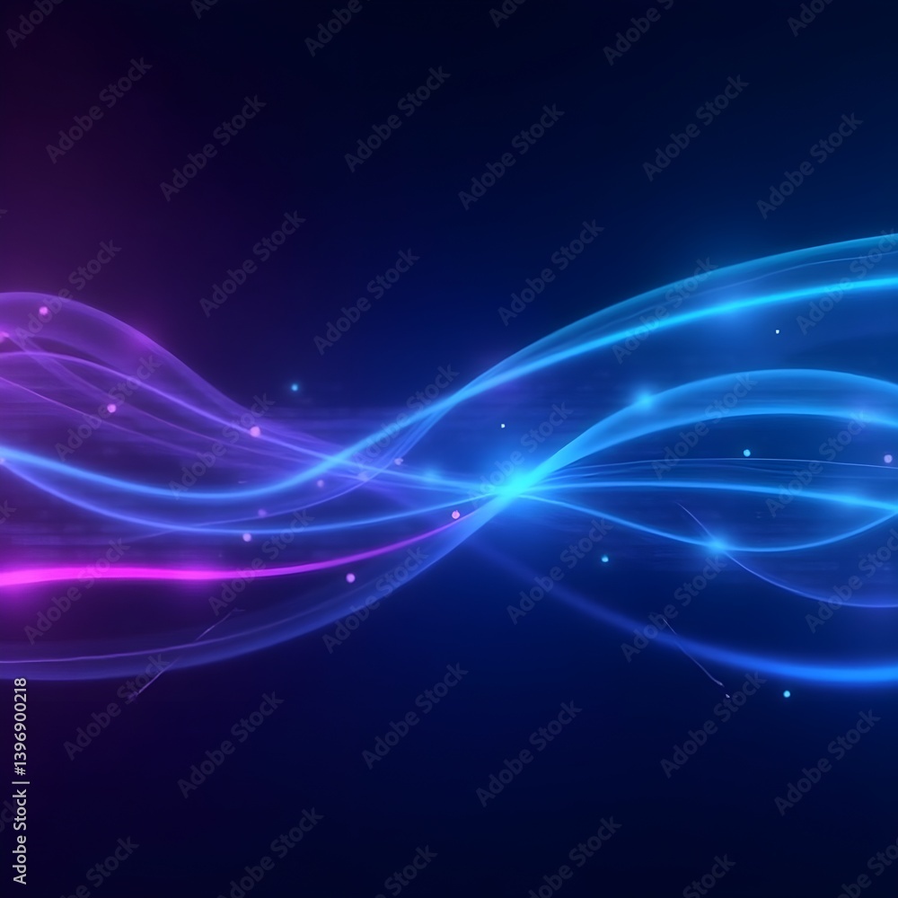 Fototapeta premium Futuristic abstract background with glowing neon circuit lines and particles on dark blue. Perfect for technology themes, digital interfaces, and sci-fi concepts.