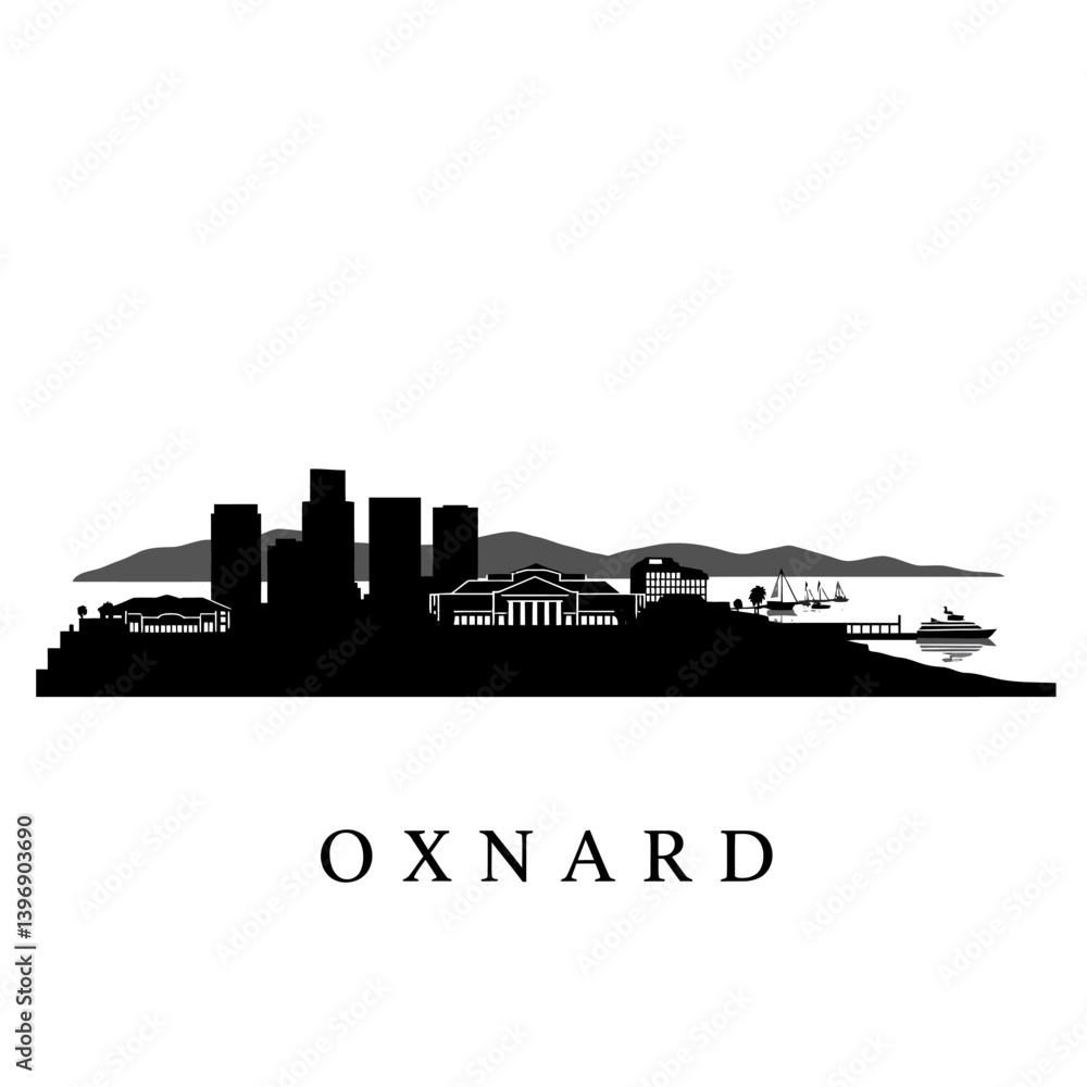 Fototapeta premium Oxnard California Skyline Vector Illustration.