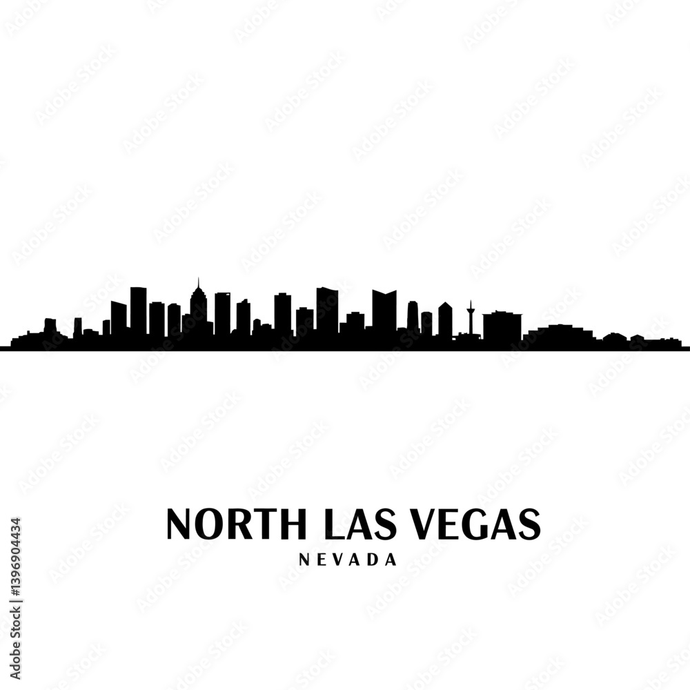 North Las Vegas Skyline Silhouette Vector Black. North Las Vegas Skyline Silhouette Vector Black.