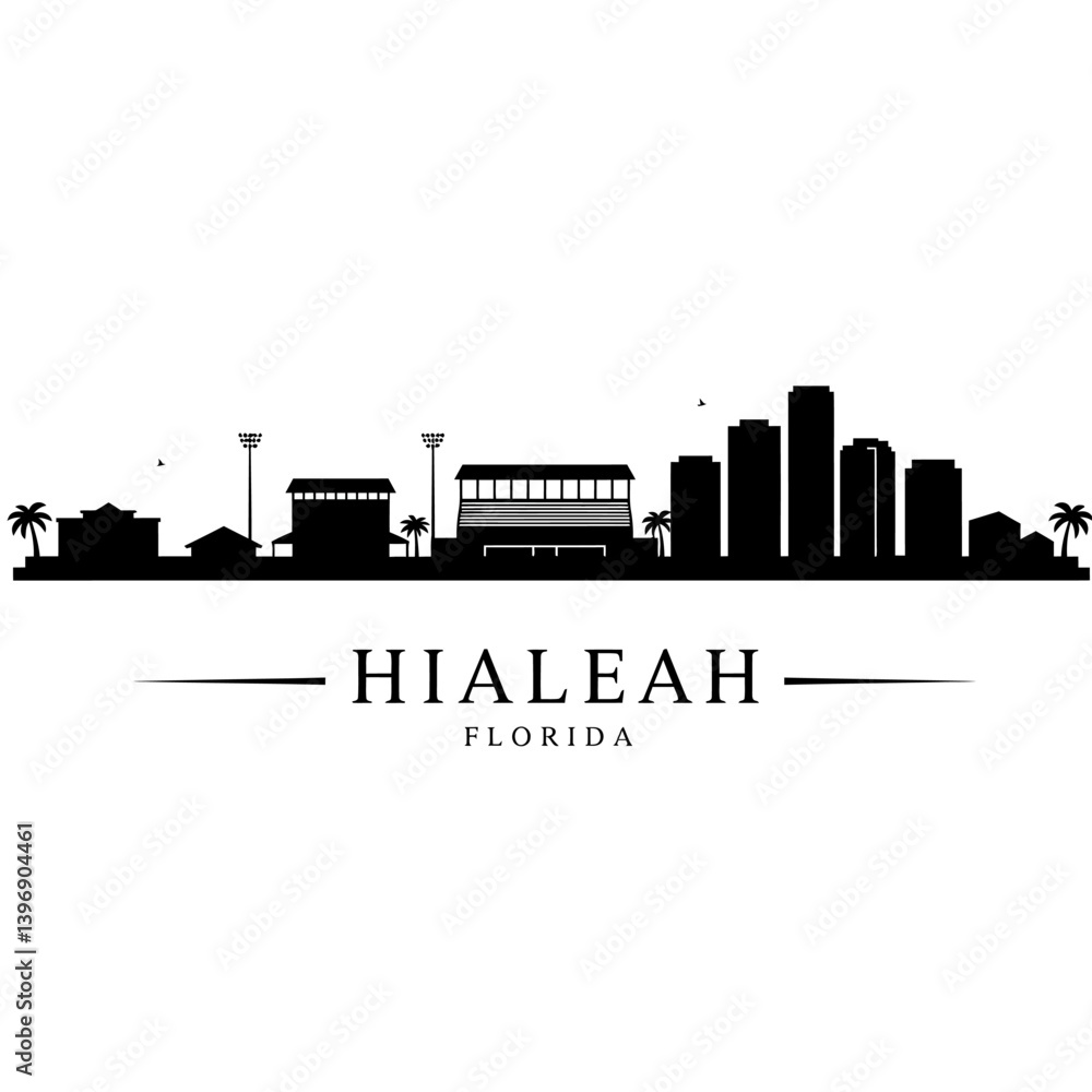 Obraz premium Hialeah Florida Skyline Vector Illustration.